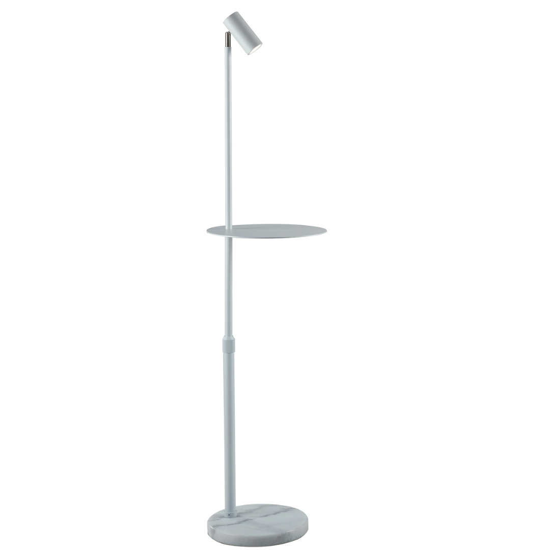 Lámpara de pie RELAX de metal con punto de luz orientable y repisa de mármol orientable