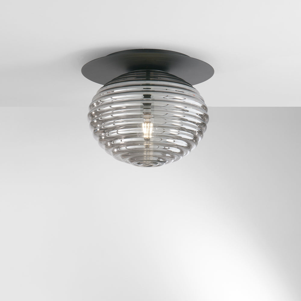 Plafoniera RIPPLE in metallo con diffusore in vetro 35 cm