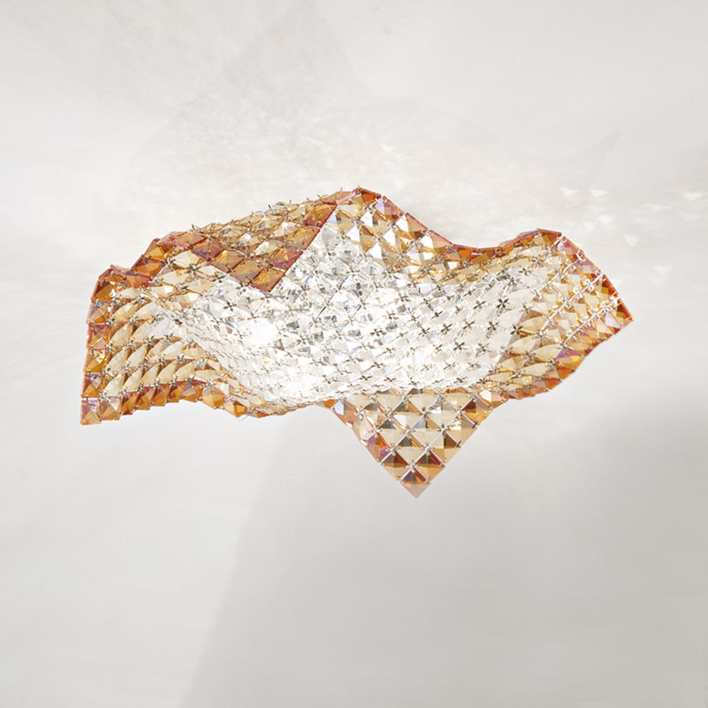 RUMBA ceiling lamp in K9 crystal, 4 or 9 lights