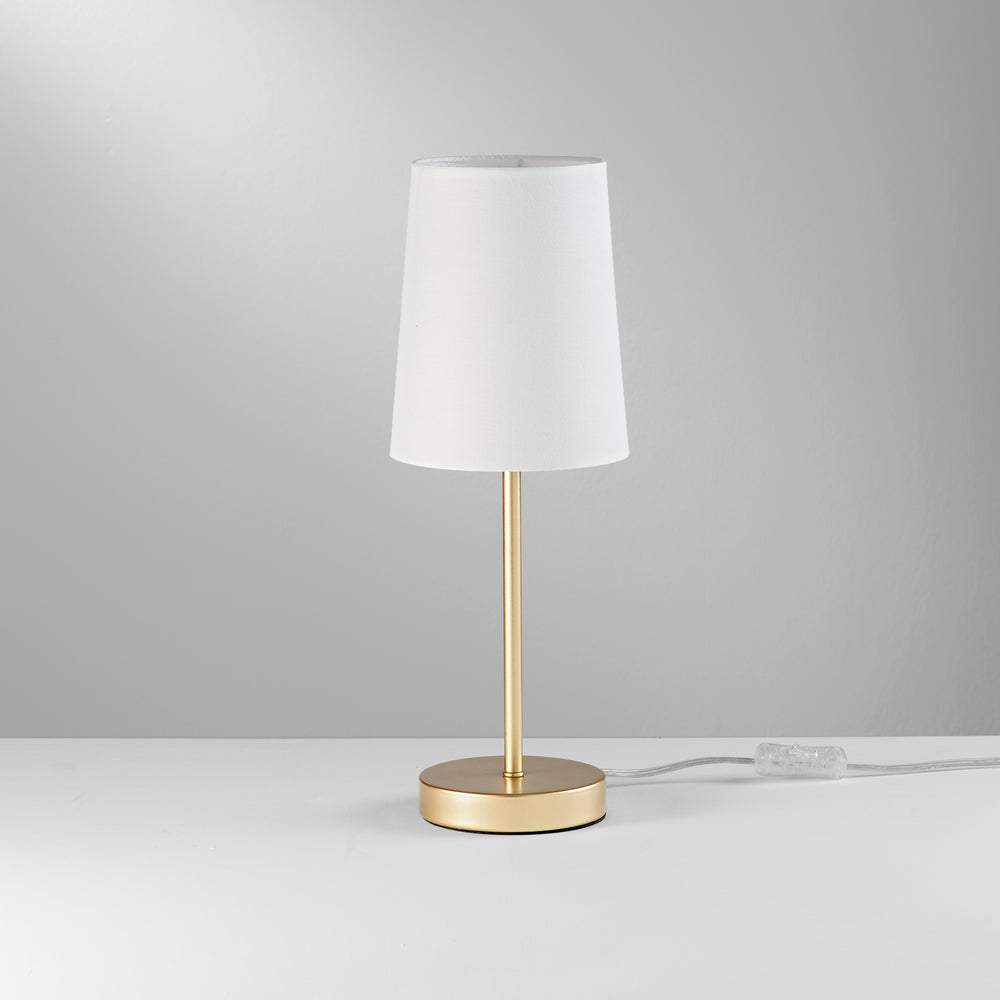 Lampada da tavolo SALLY in metallo con paralume in tessuto