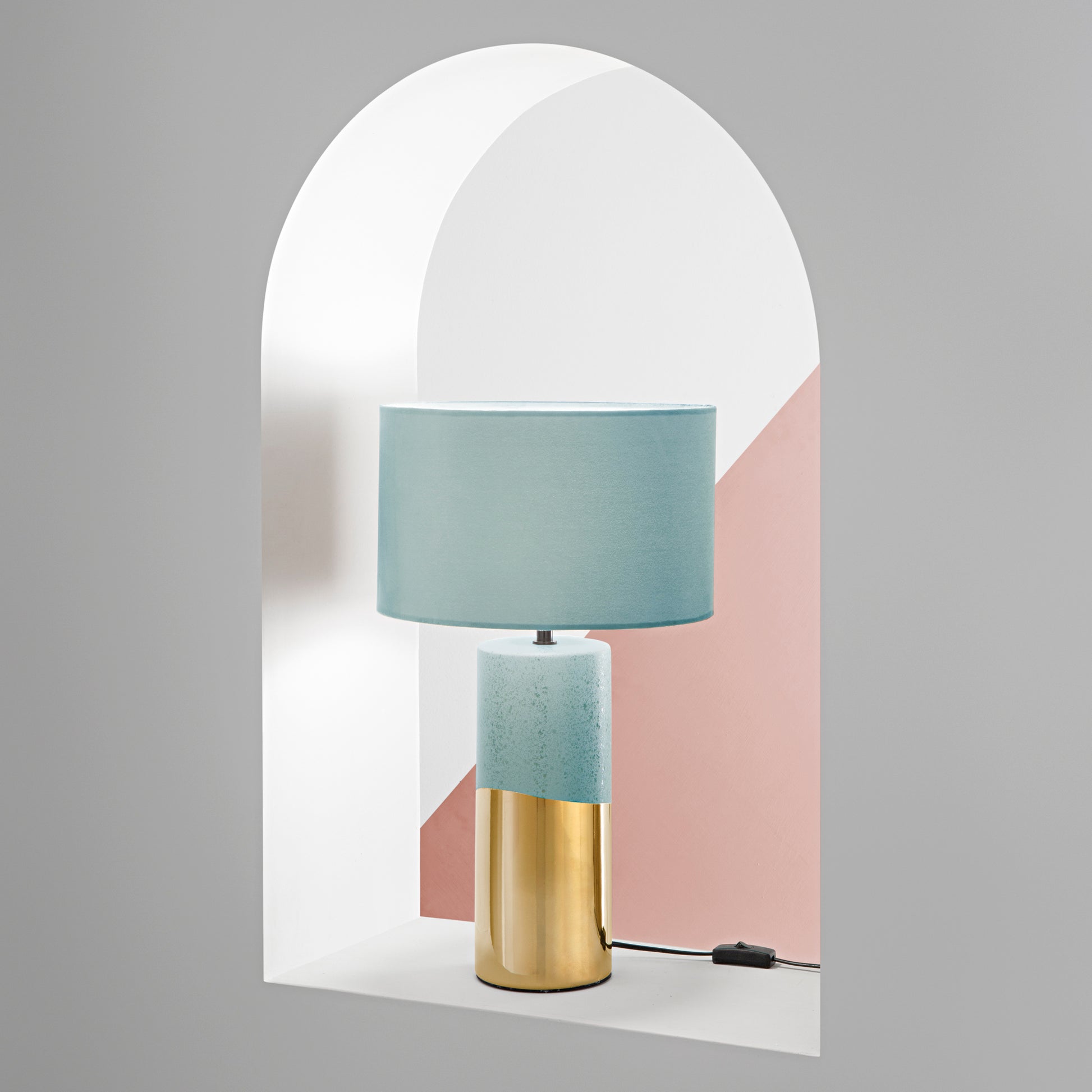 Lampada da tavolo TATAKA in ceramica con paralume in tessuto 55 cm. - FT-FeelThe