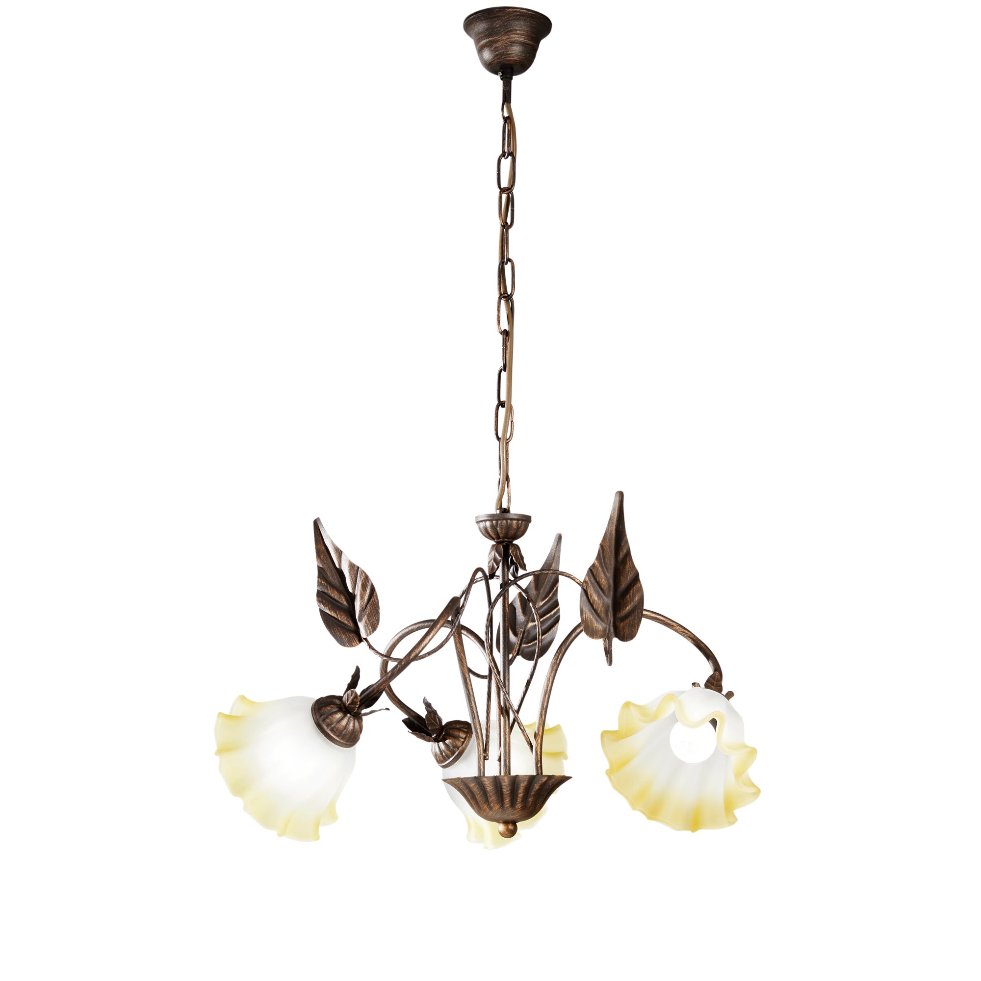 TRISTANO chandelier in brown metal with white glass diffusers