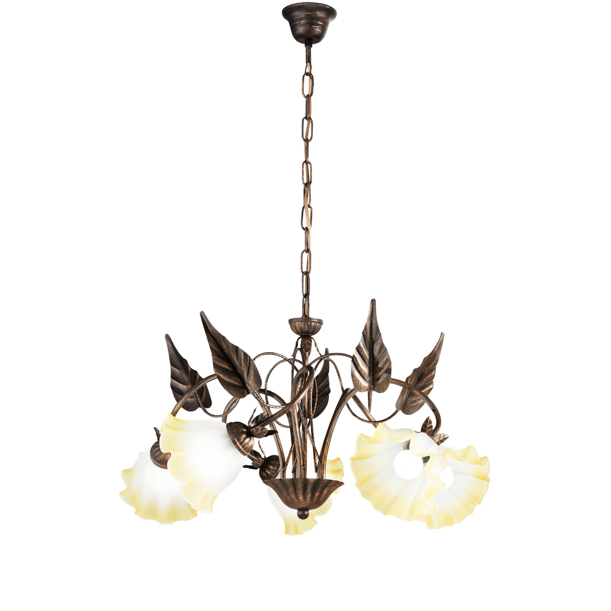 TRISTANO chandelier in brown metal with white glass diffusers