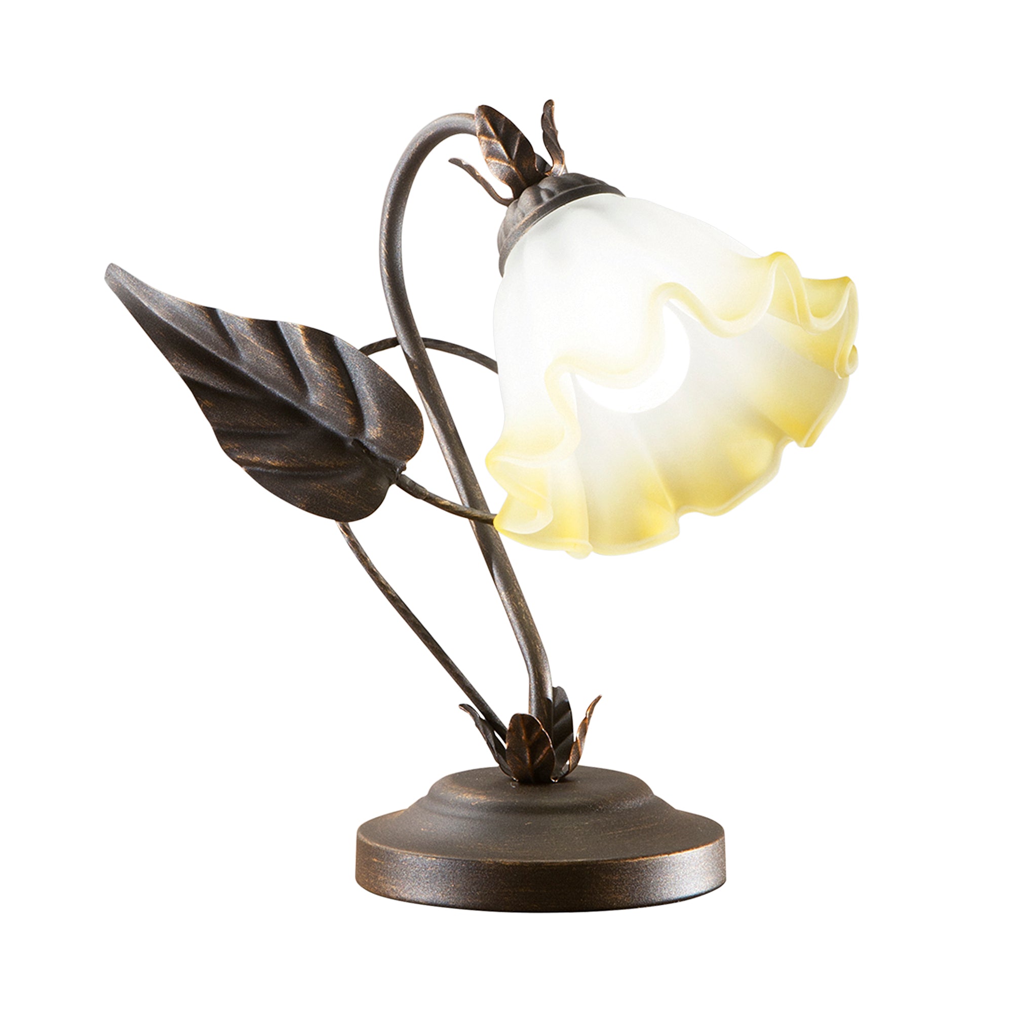 TRISTANO table lamp in brown metal with 29 cm glass diffuser.