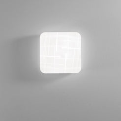 Plafoniera LED Trygo in vetro bianca - piccola - Foto sfondo grigio