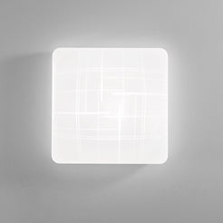 Plafoniera LED Trygo in vetro bianca - media - Foto sfondo grigio