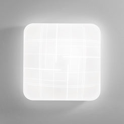 Plafoniera LED Trygo in vetro bianca - grande - Foto sfondo grigio