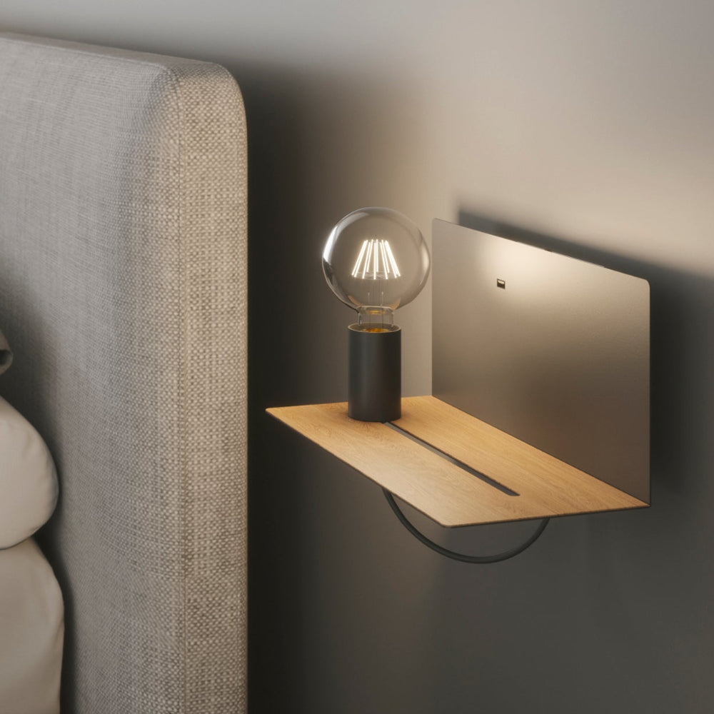 FLASH wall lamp with shelf and USB socket