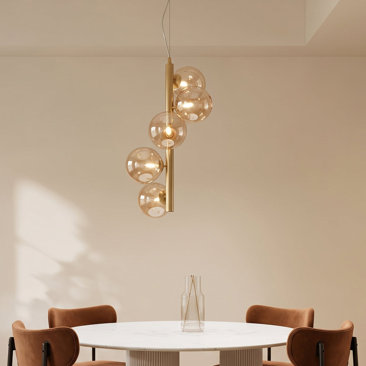 HONEY pendant lamp with five blown glass diffusers