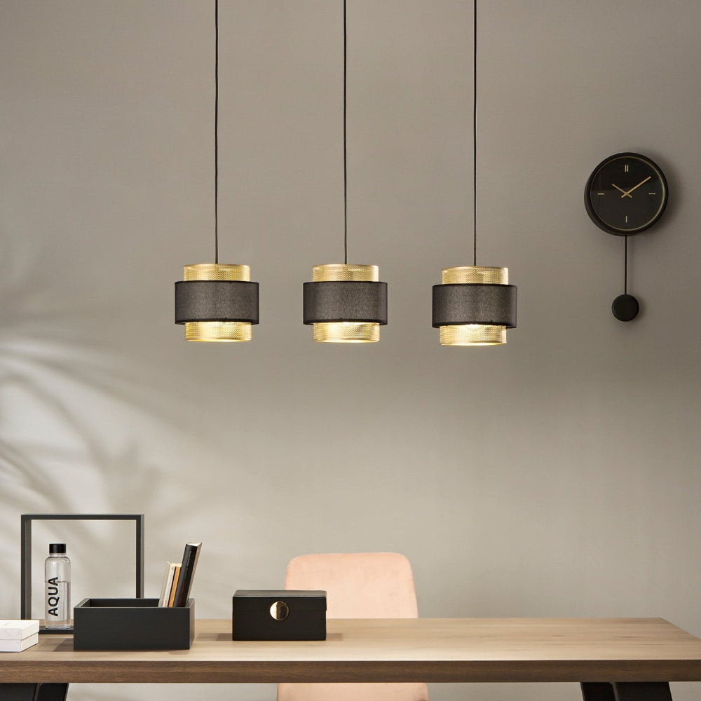 Lampada a sospensione LOUNGE nera e oro – 1 o 3 luci