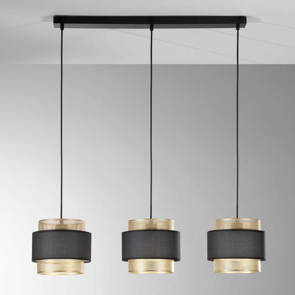 Lampada a sospensione LOUNGE nera e oro – 1 o 3 luci