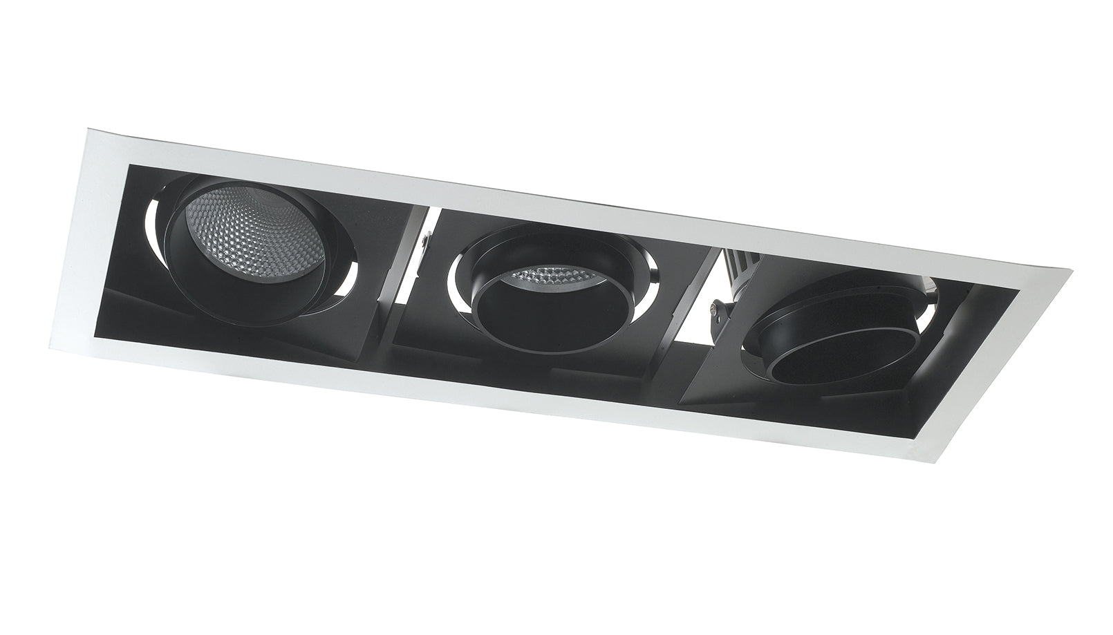 Incasso LED APOLLO antiriflesso in bianco e nero con tre luci spot orientabile