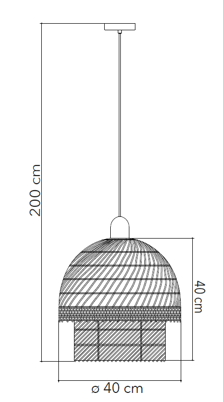 Sospensione SIBILLA con doppio paralume in rattan con attacco E27