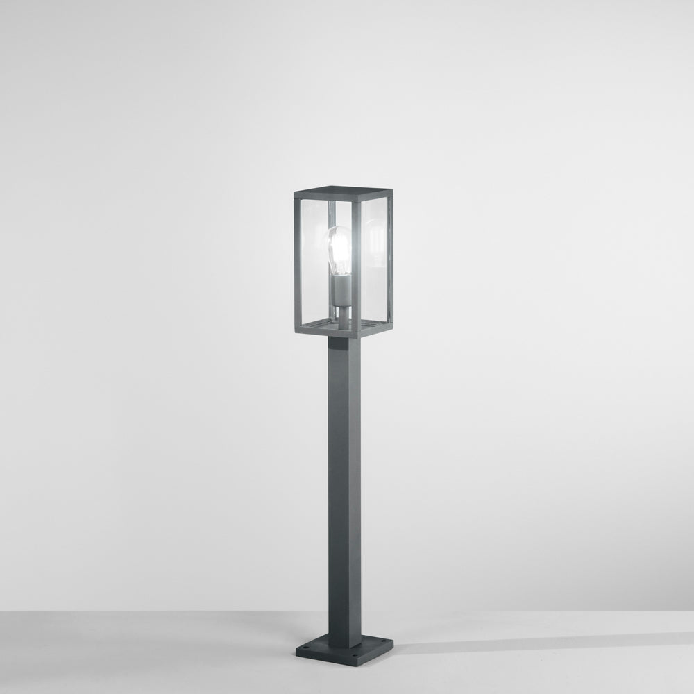 Paletto lanterna Mirage per esterni in metallo con diffusore in vetro trasparente(1XE27)