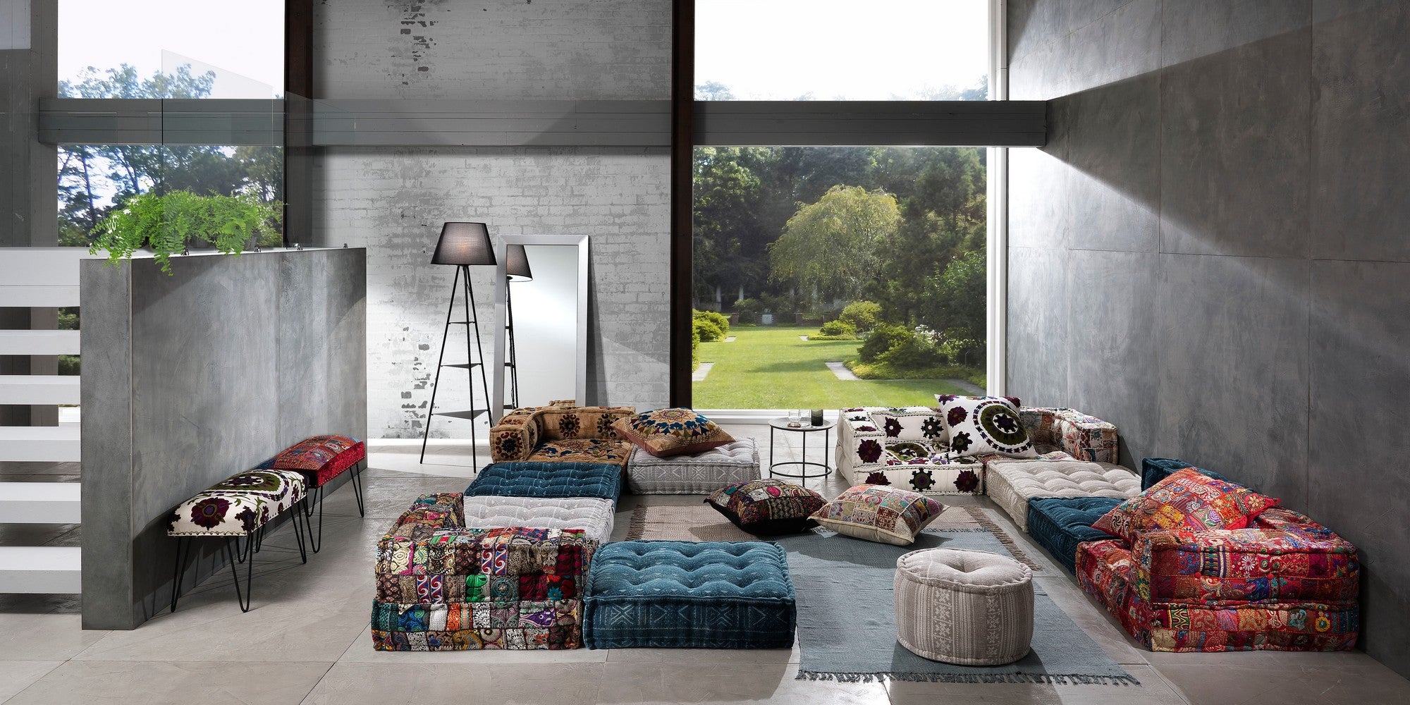 PATCHWORK bench covered in cotton