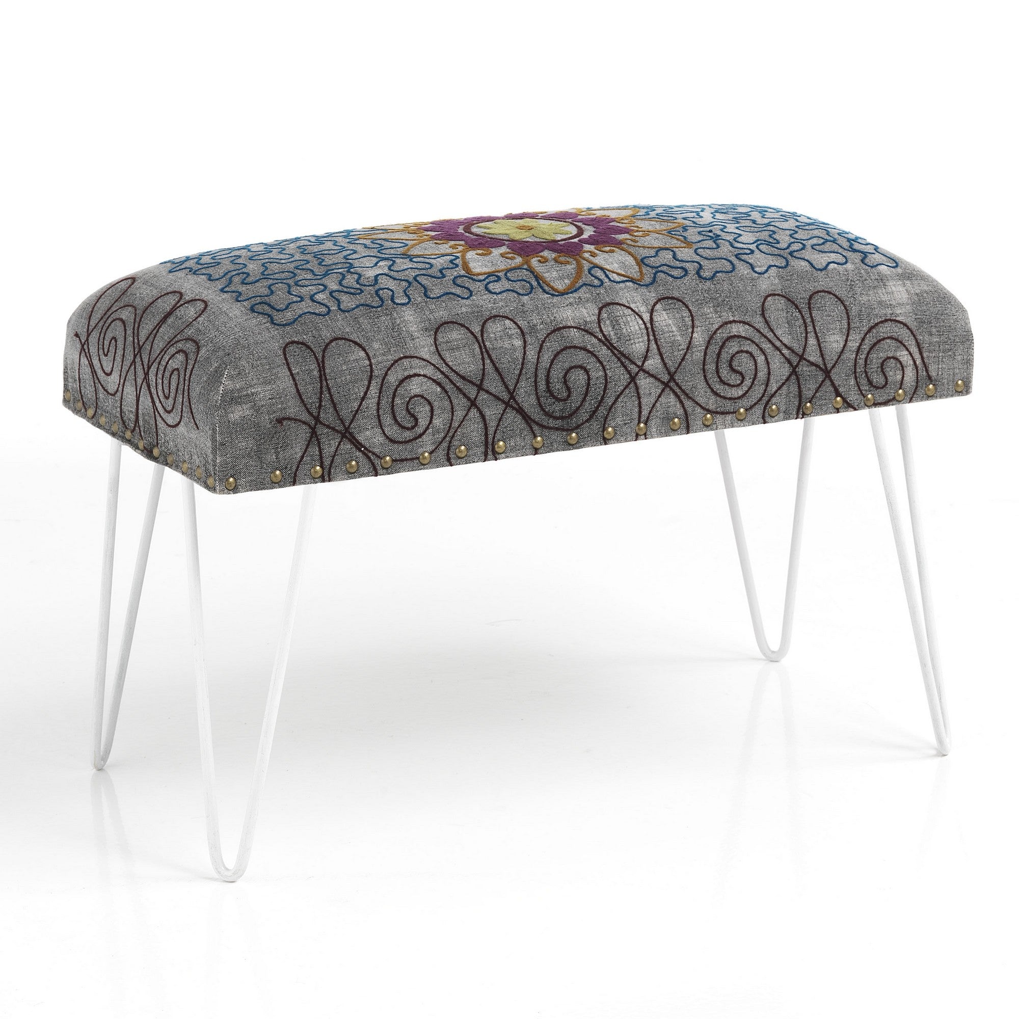 RICAMO bench with cotton upholstery