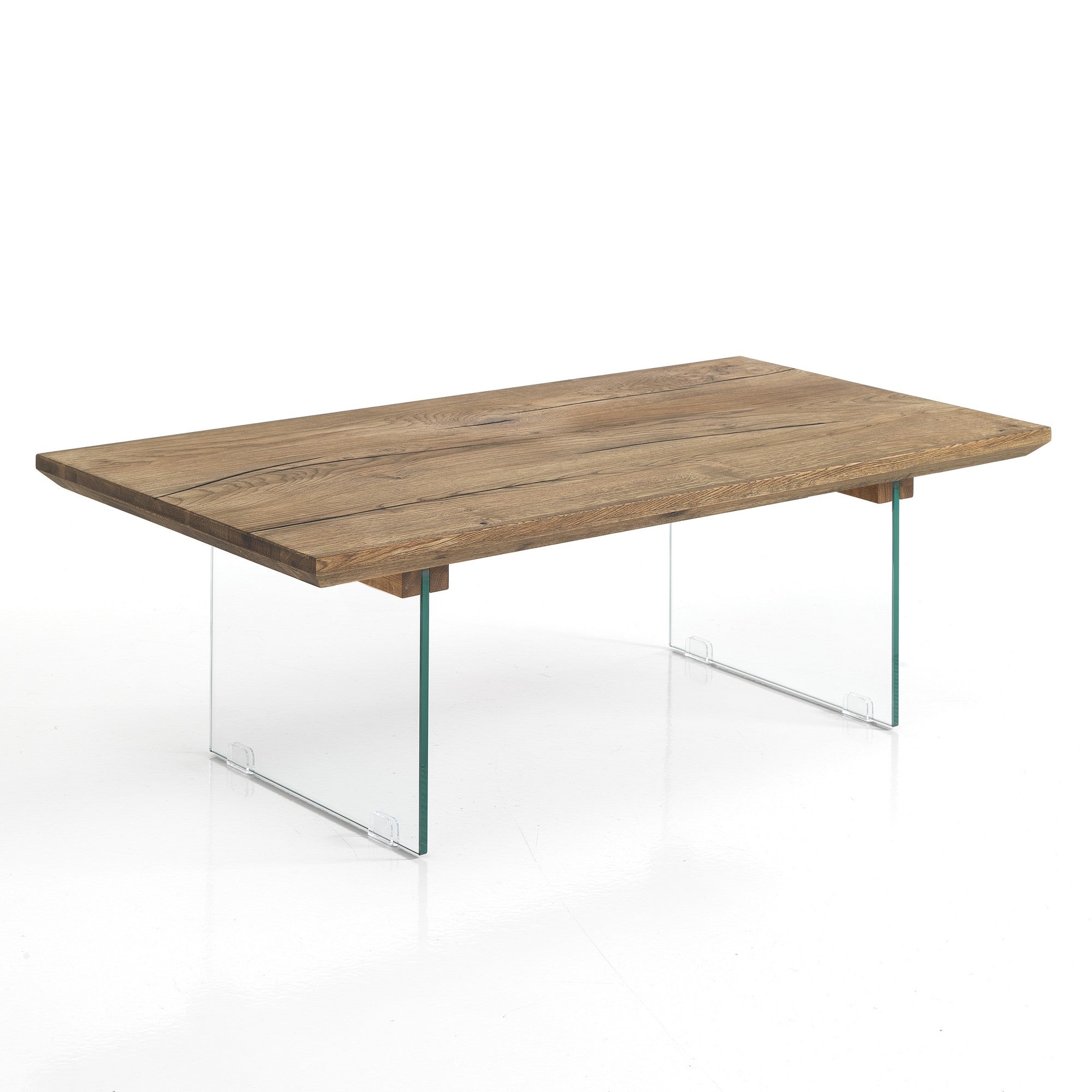 LINEAR coffee table in glass and wood