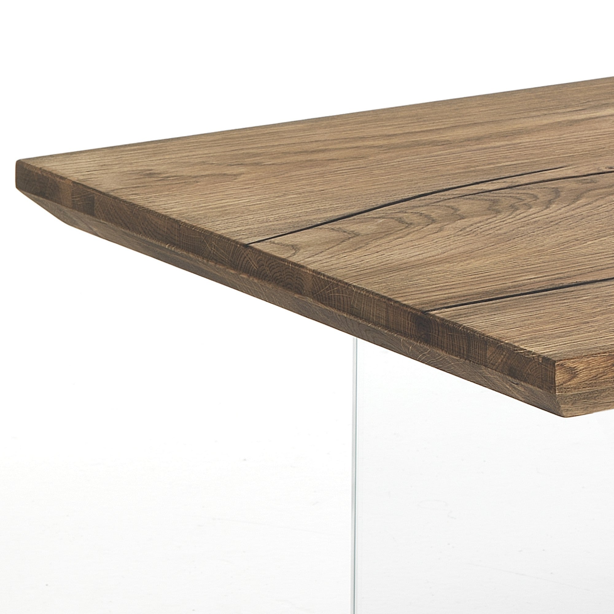 Tavolino LINEAR in vetro e legno