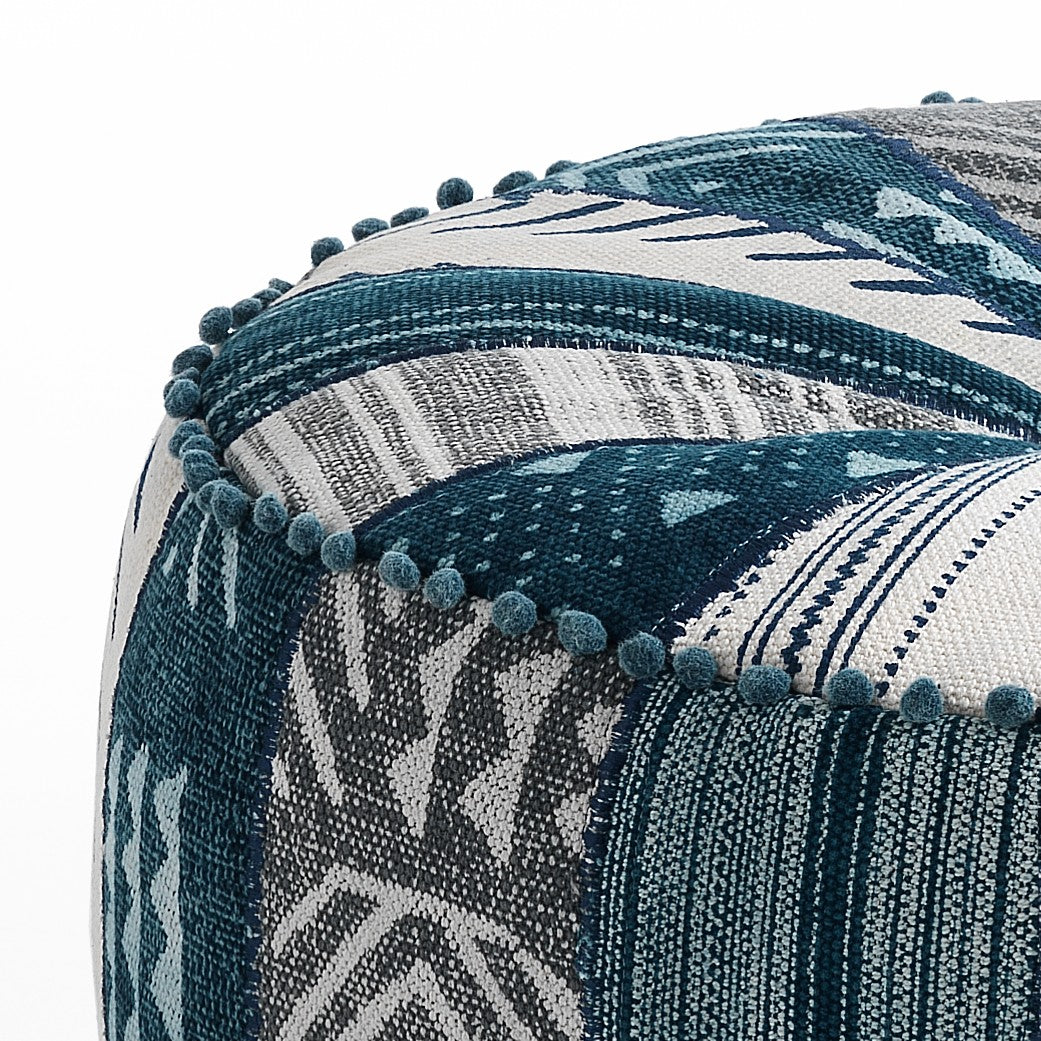 RELAXO pouf in cotton and fabric fibres with patchwork technique