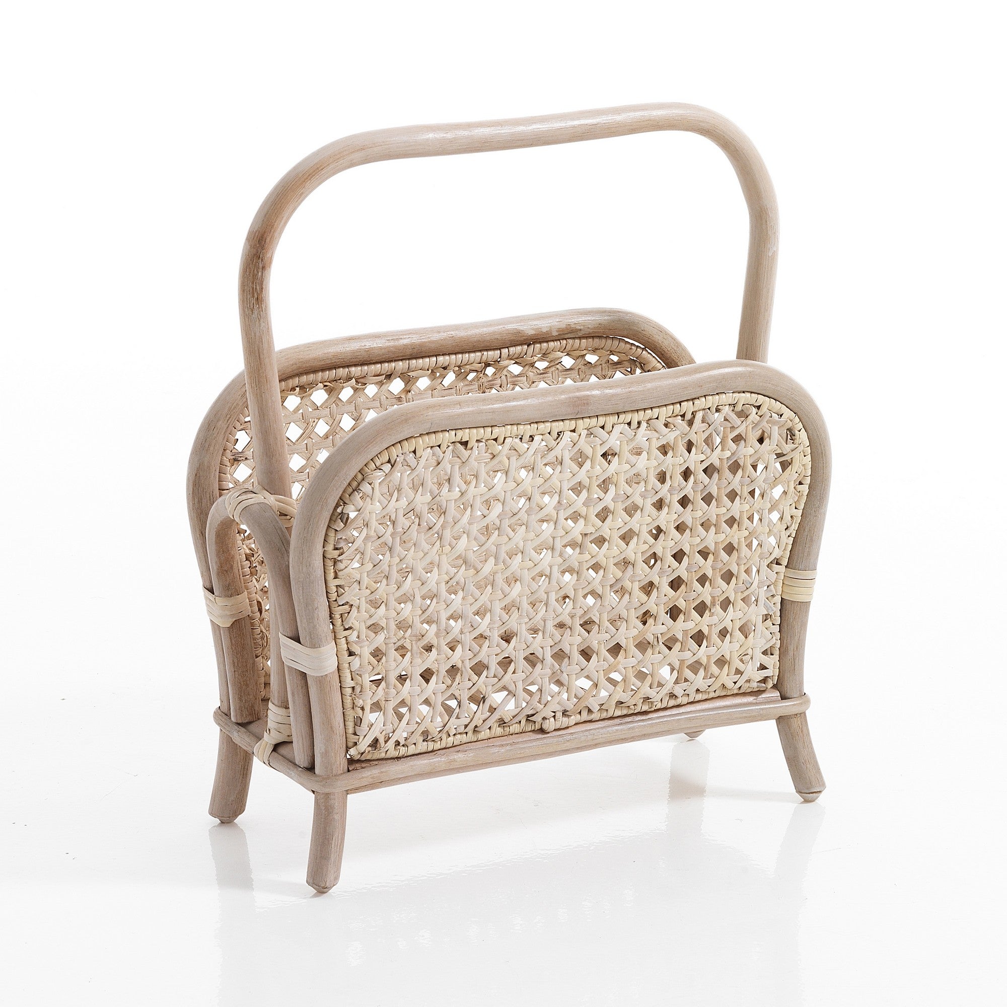 JOURNAL magazine rack in bleached rattan