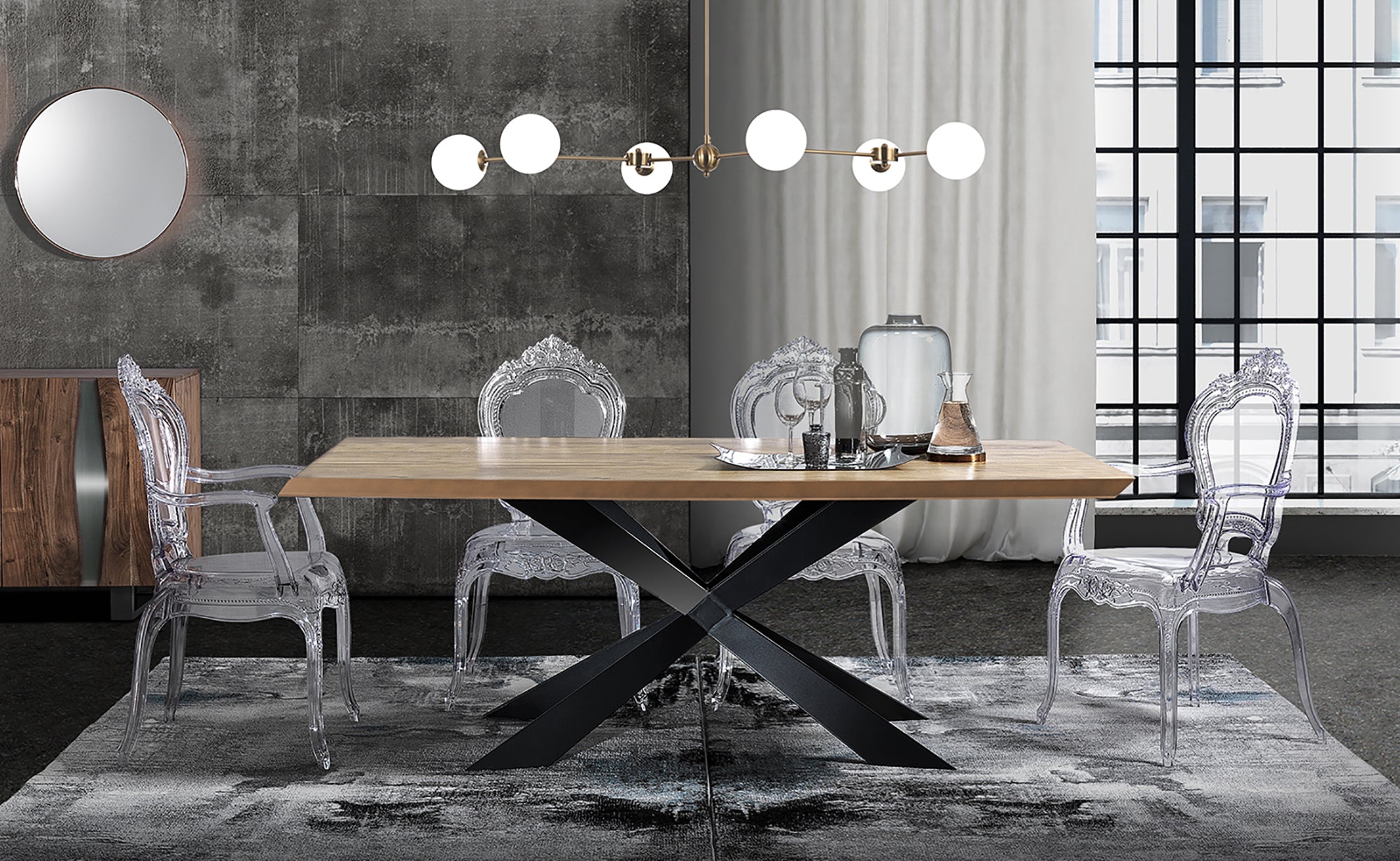 STELVIO table with metal legs and MDF top