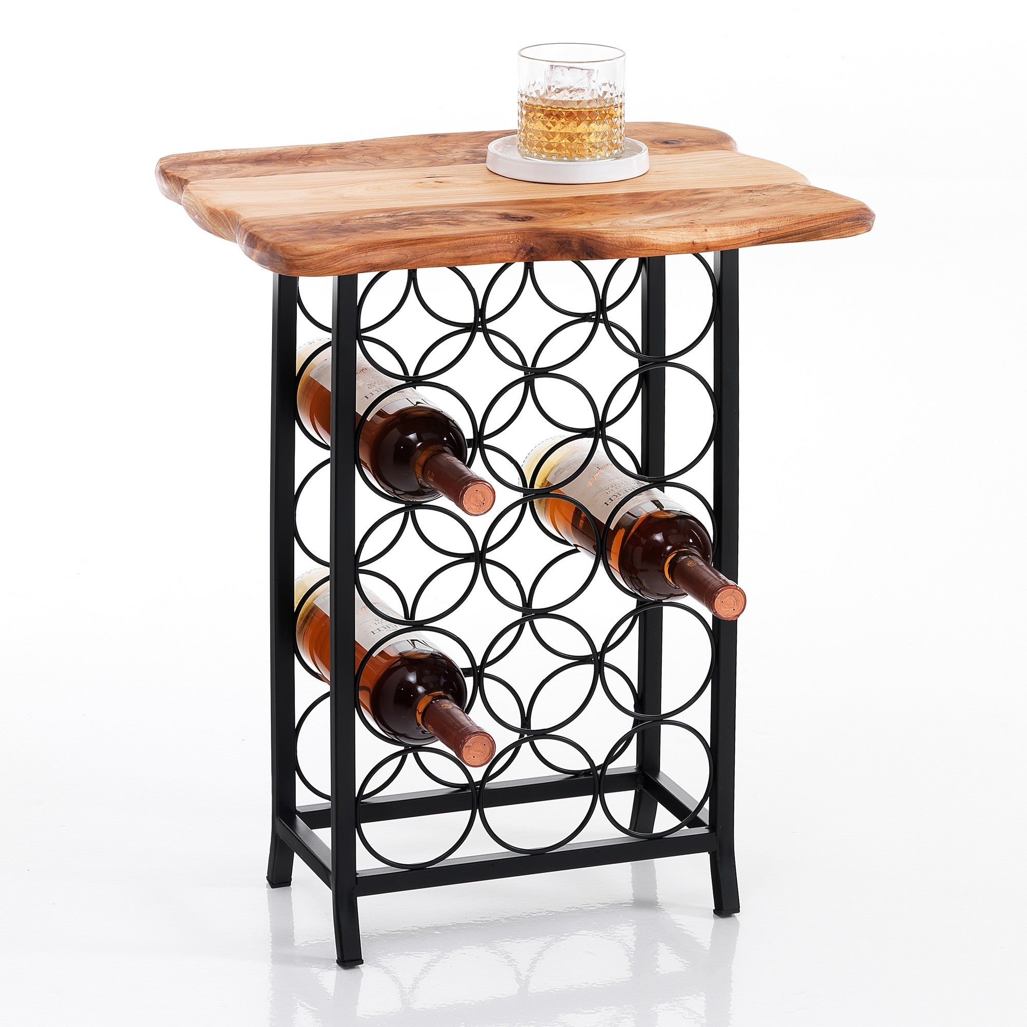 ALPY coffee table in wood and metal with bottle holder