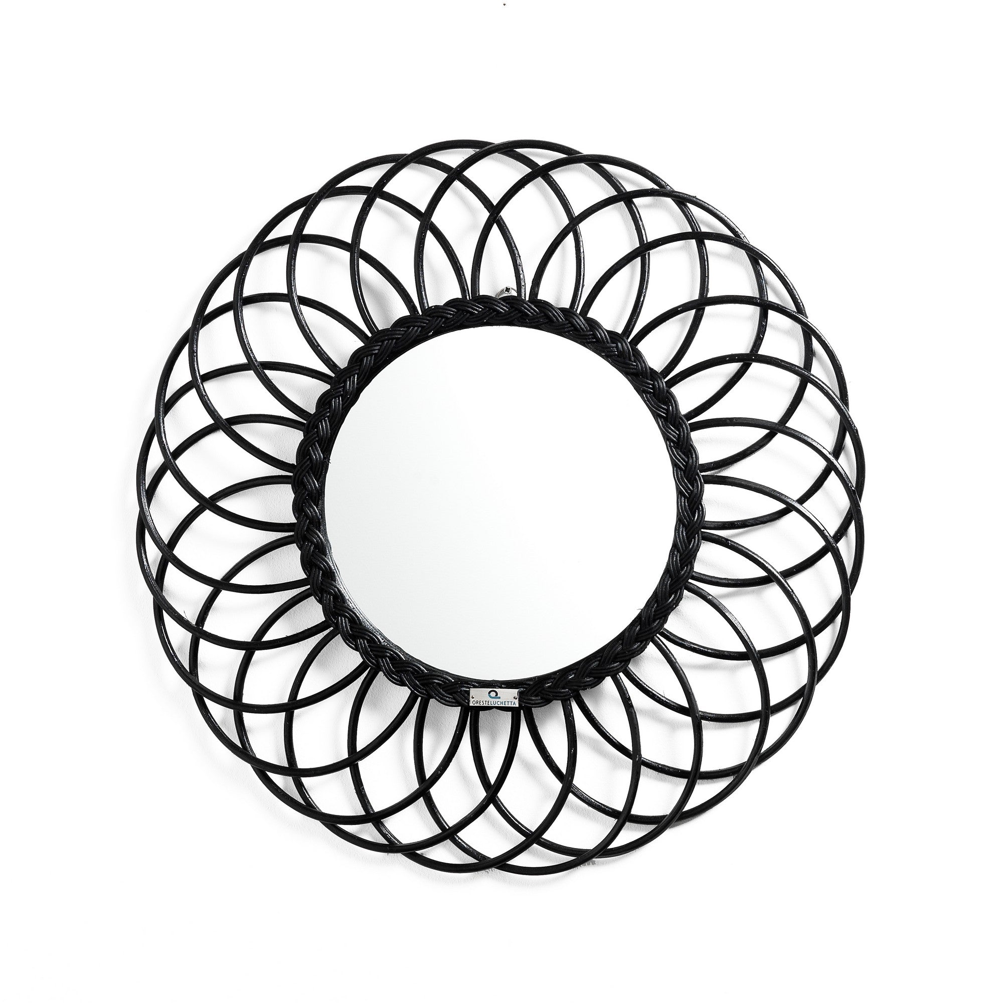 CHOCKER wall mirror in black rattan