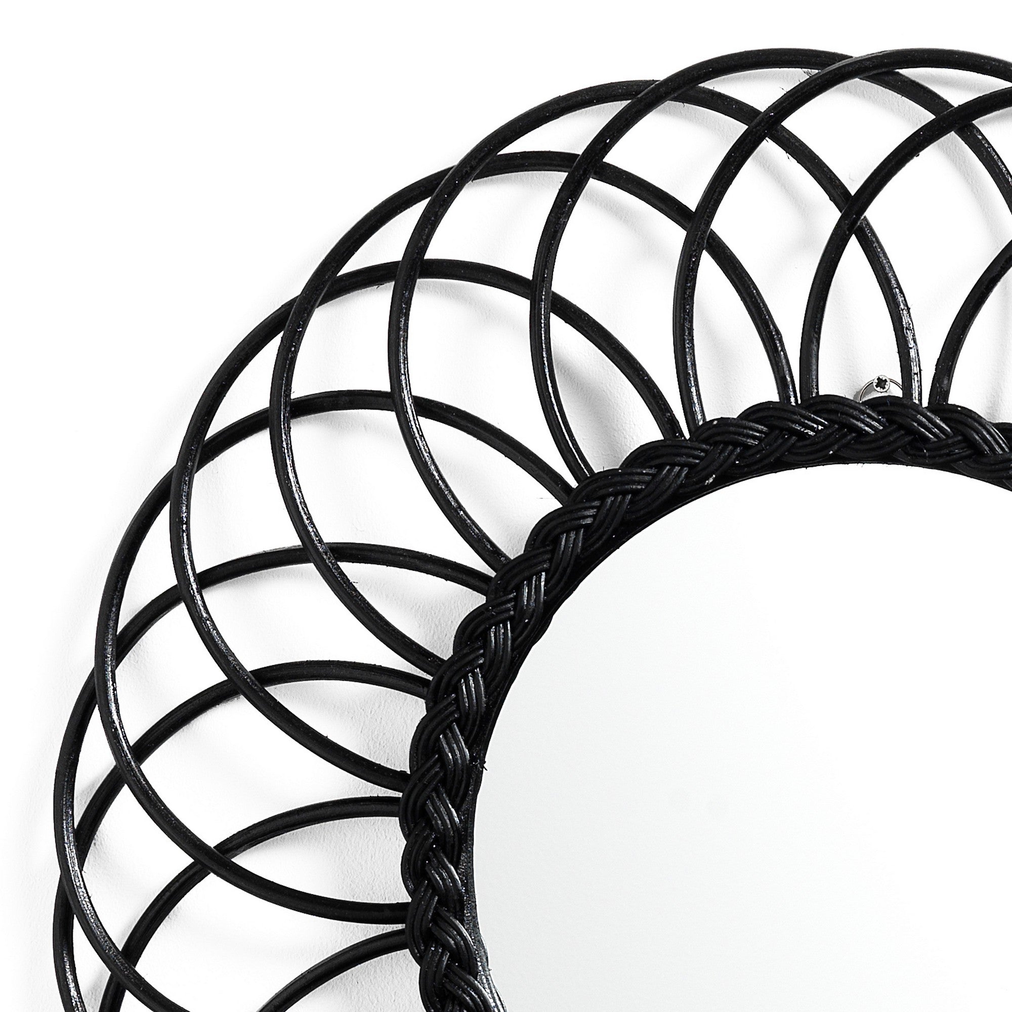 CHOCKER wall mirror in black rattan