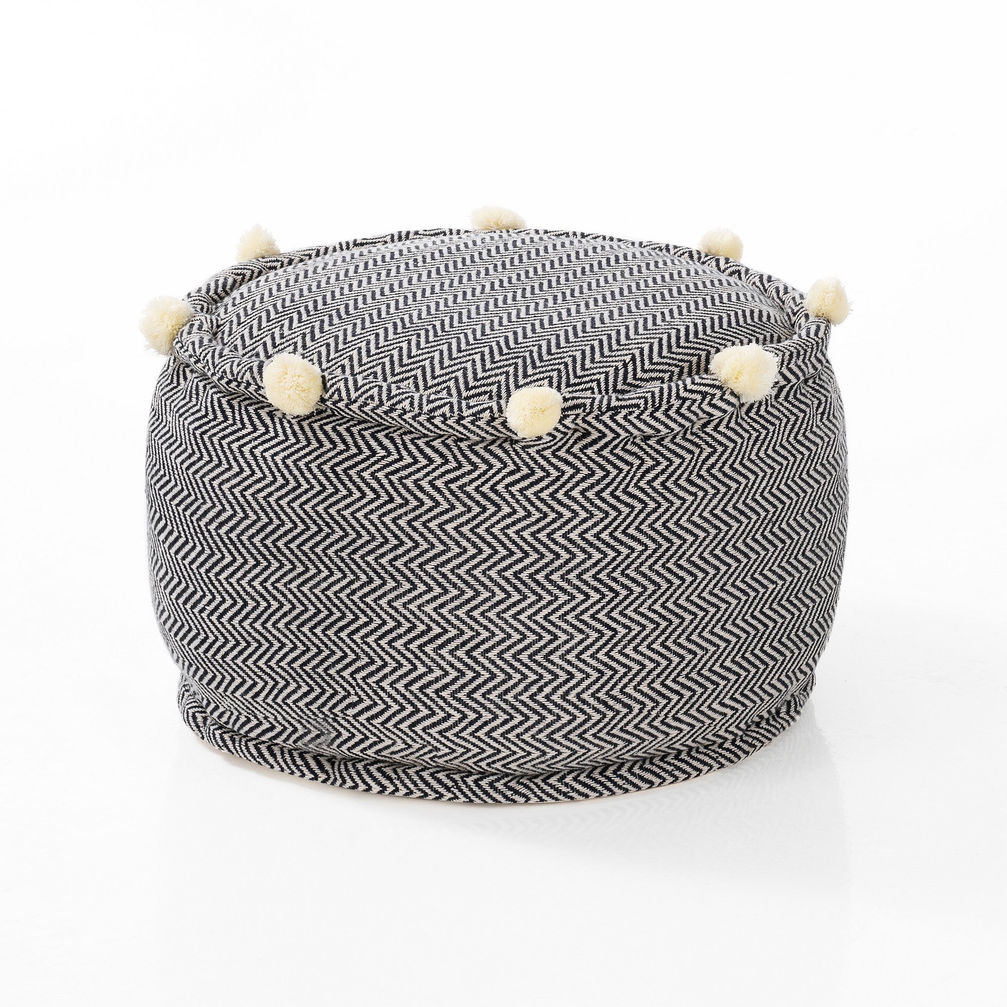 Pouf ELTON in cotone con pom pom