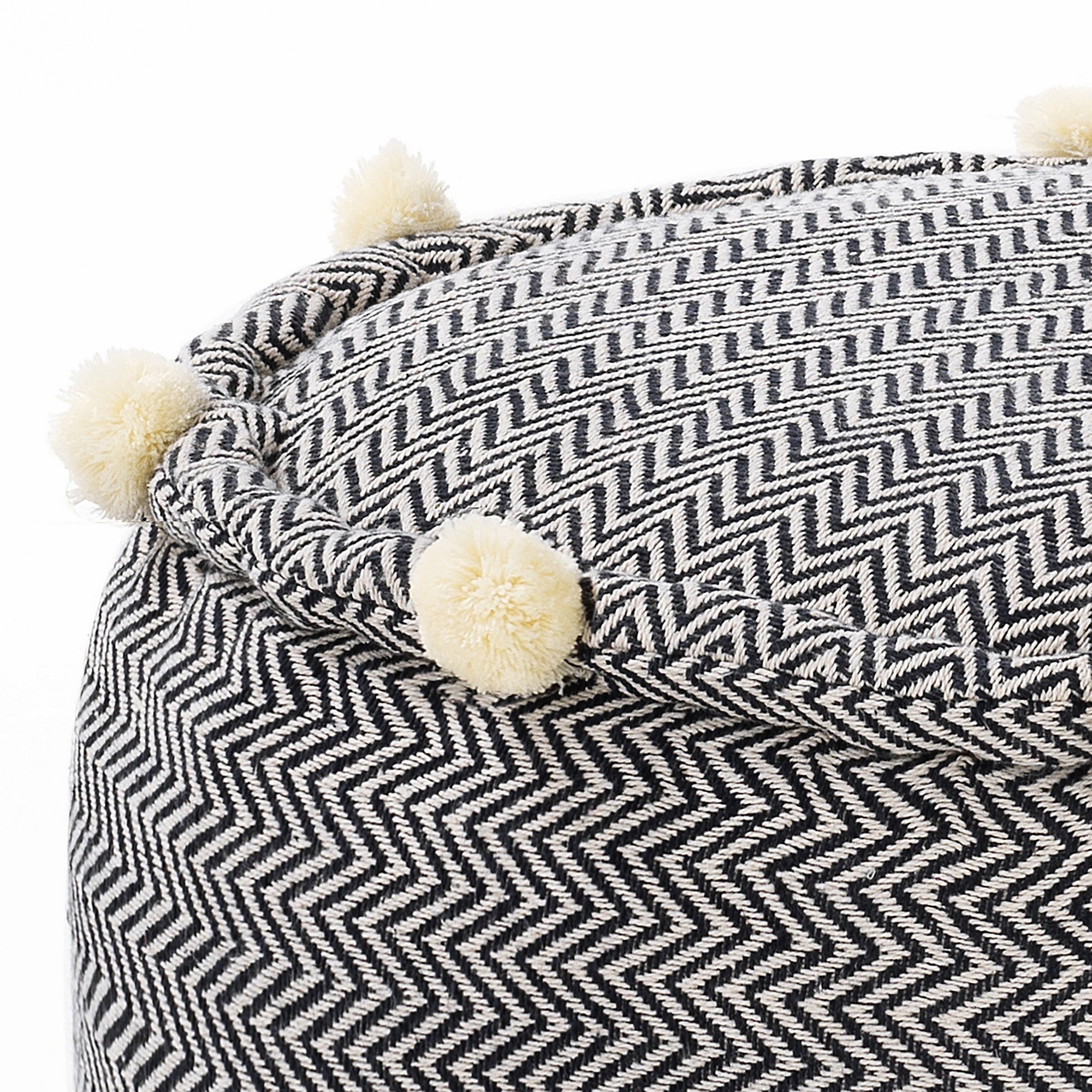 Pouf ELTON in cotone con pom pom