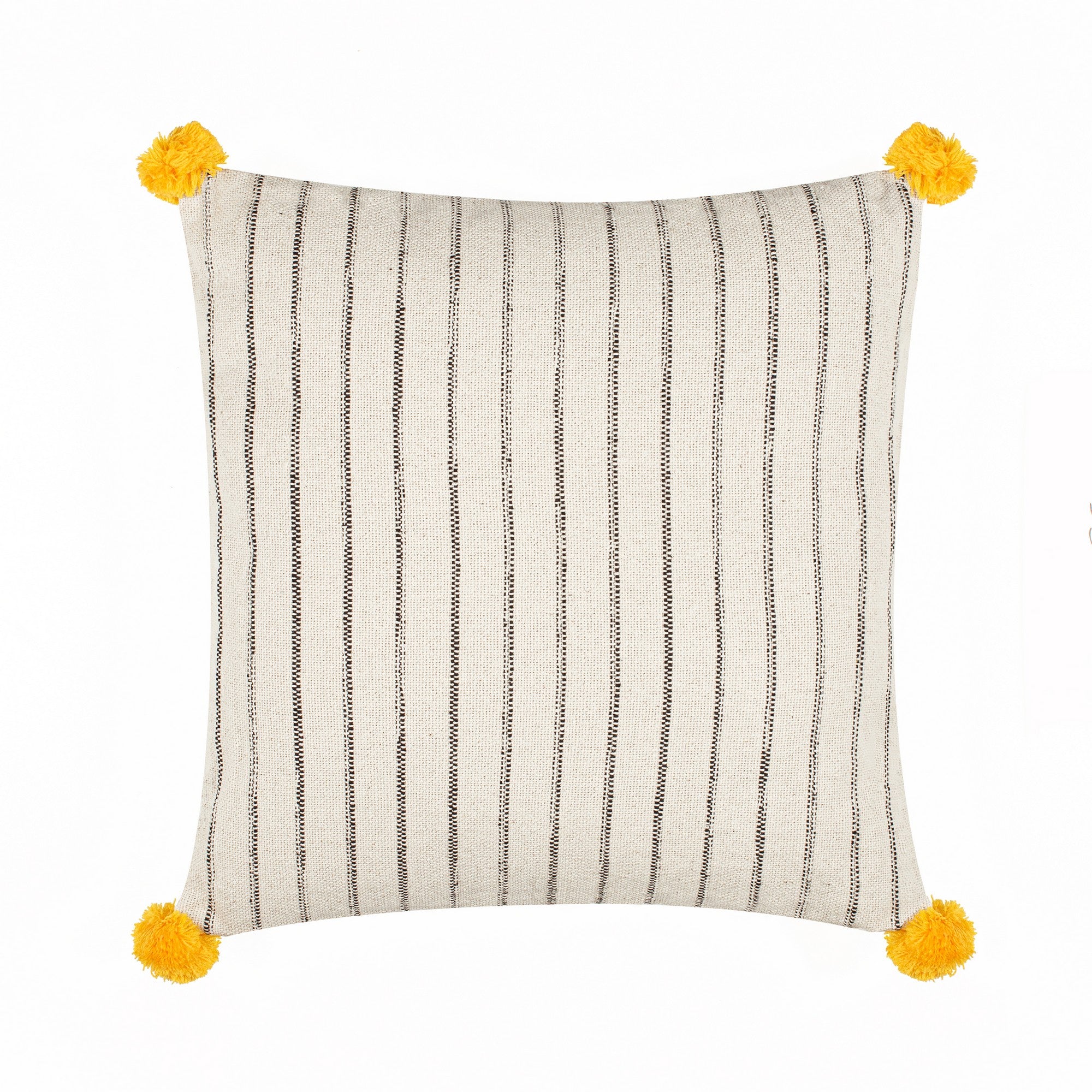 STRIA cushion with cotton cover and pom pom