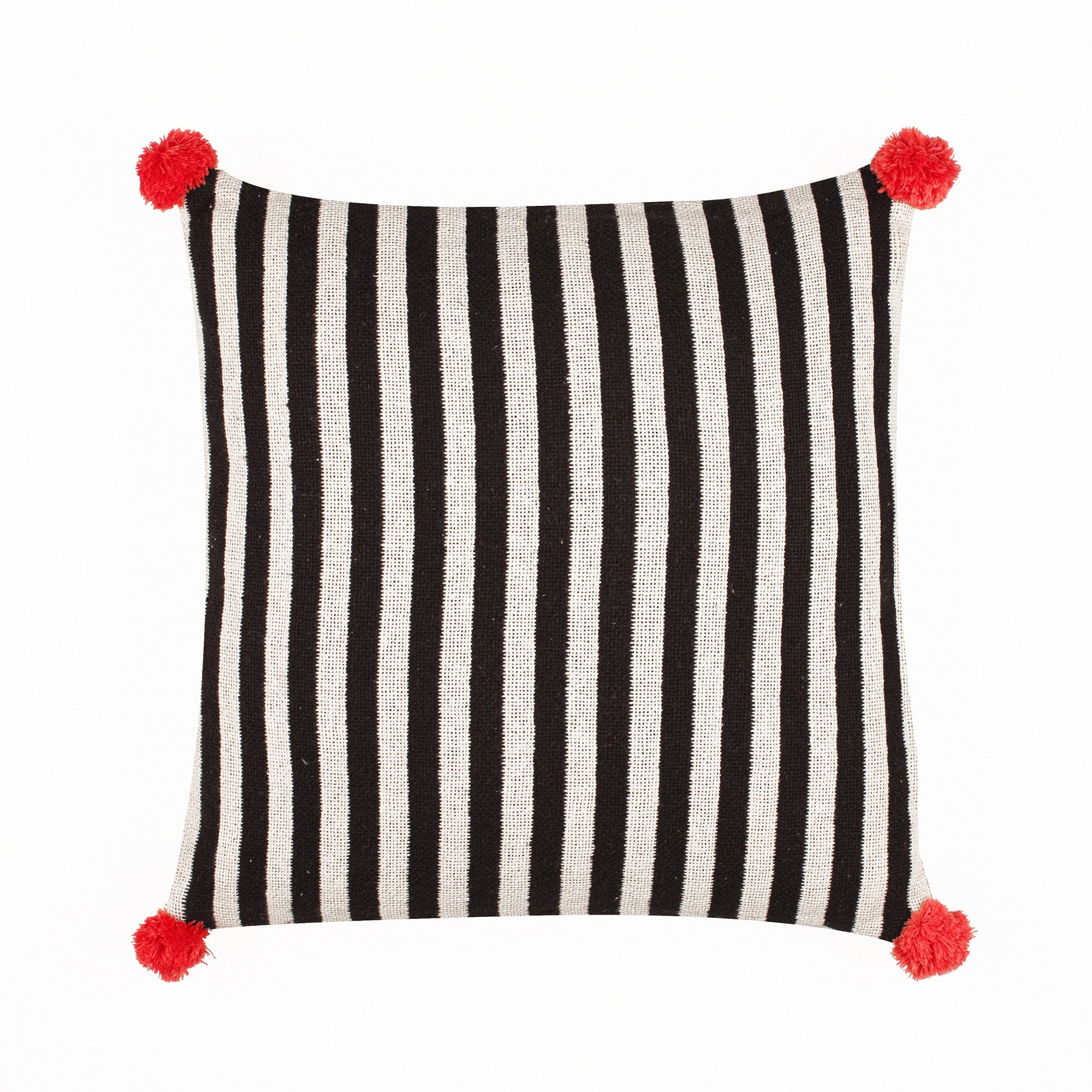 STRIA cushion with cotton cover and pom pom