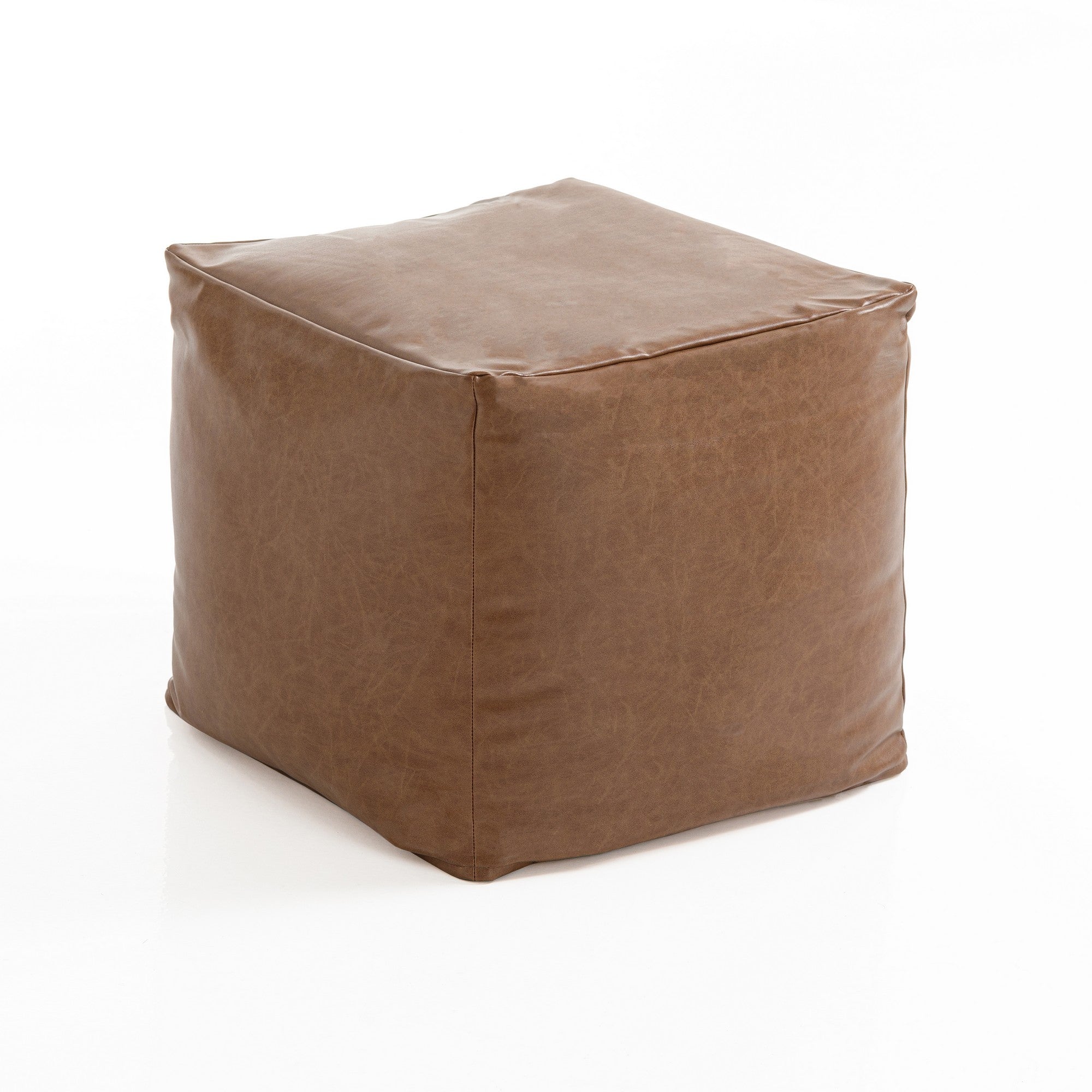 Pouf MARRON en cuir synthétique