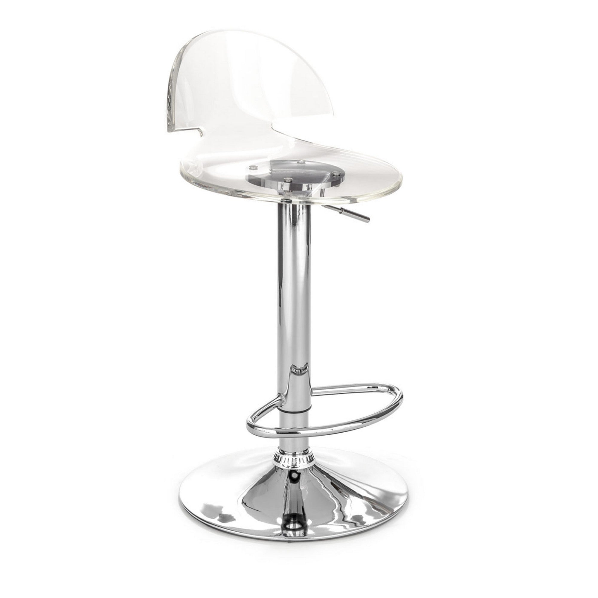 Set of 2 CLEAR stools with adjustable seat