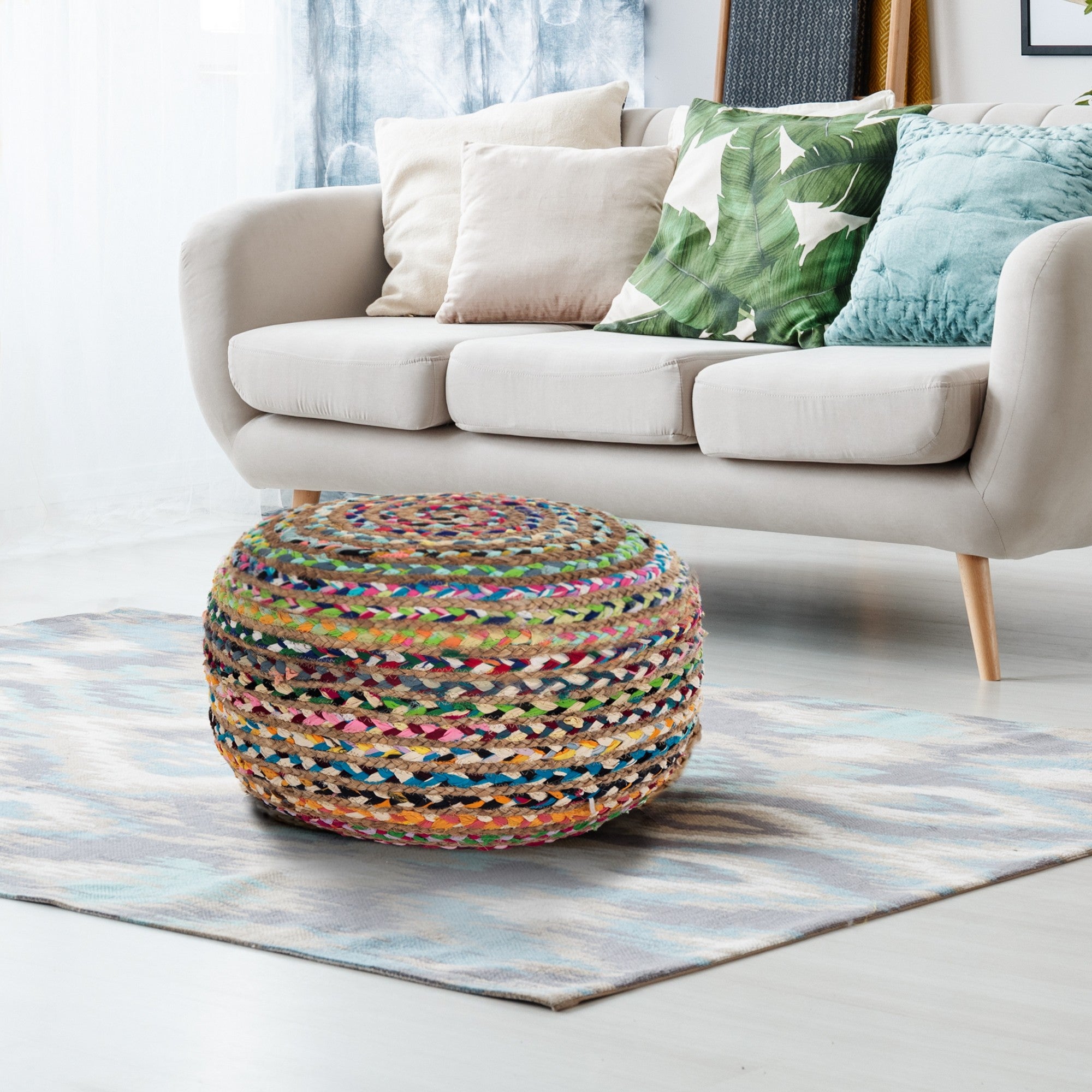 Pouf SPIRA con rivestimento in juta - FT-FeelThe