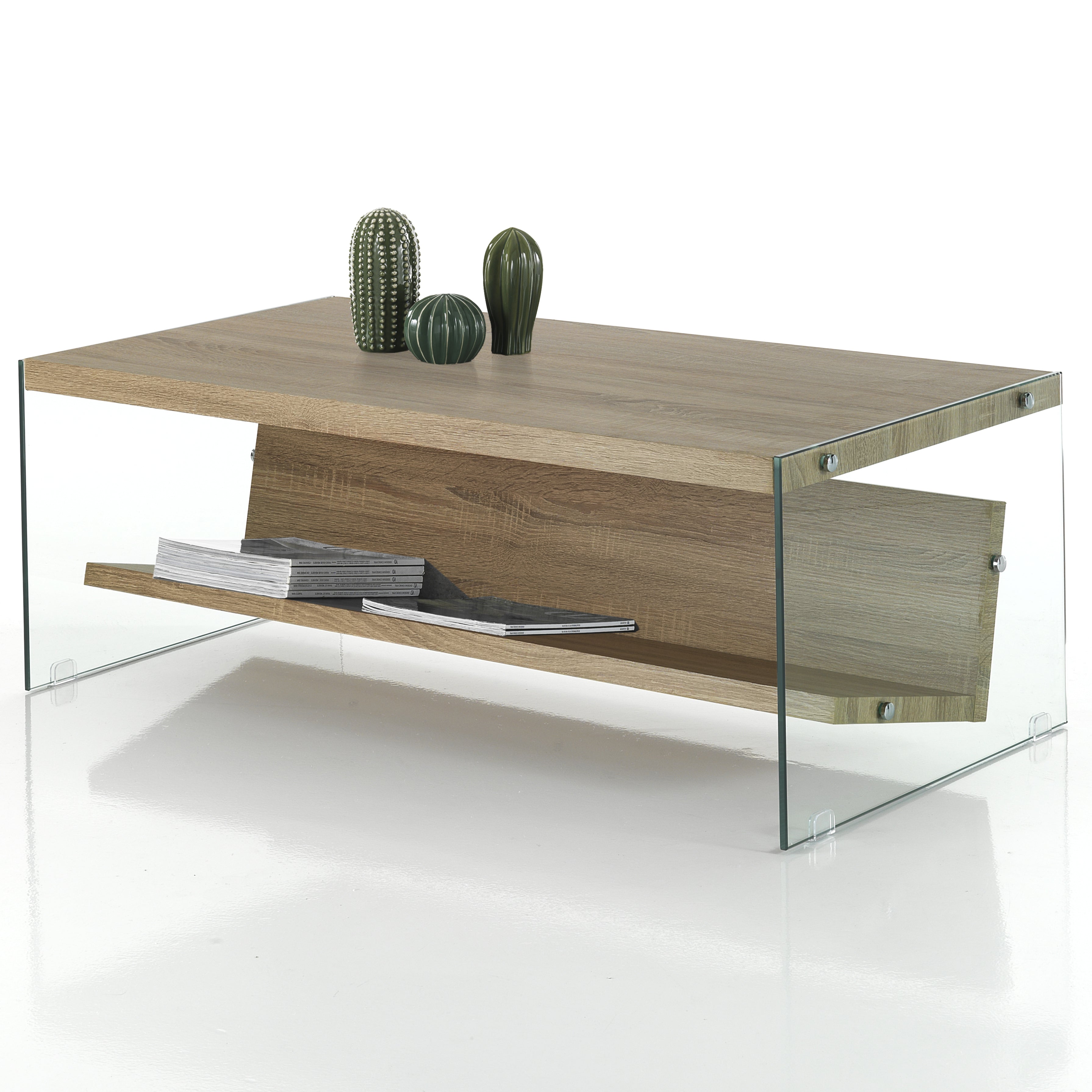 Table basse PHIL en verre et MDF