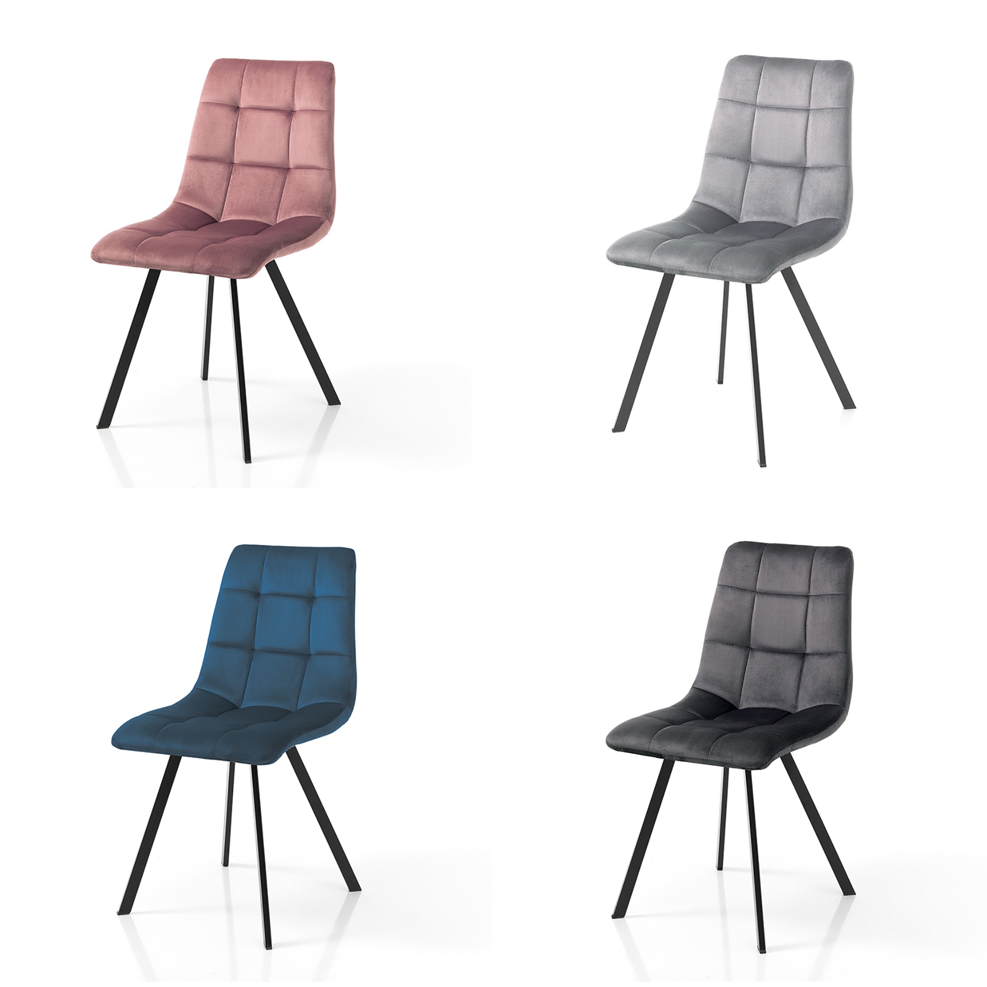 Set of 4 VELURIA colored chairs