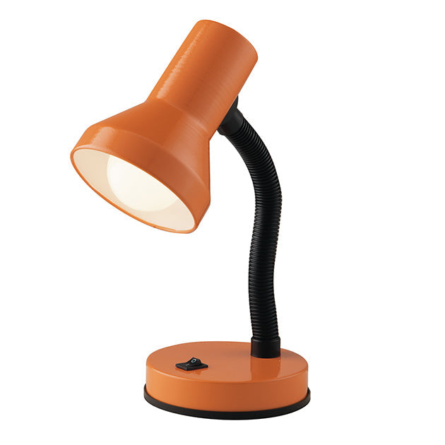 Lampada da tavolo LDT arancione in metallo con braccio flessibile