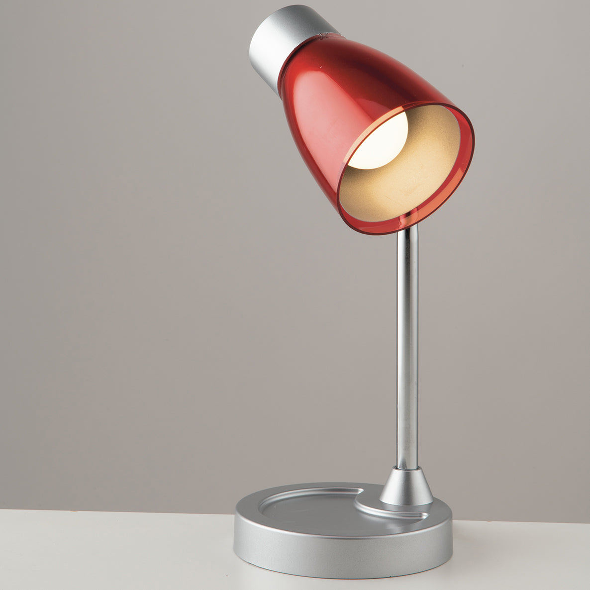 Lampada da tavolo ARKIMEDE rossa in metallo e plastica con diffusore orientabile