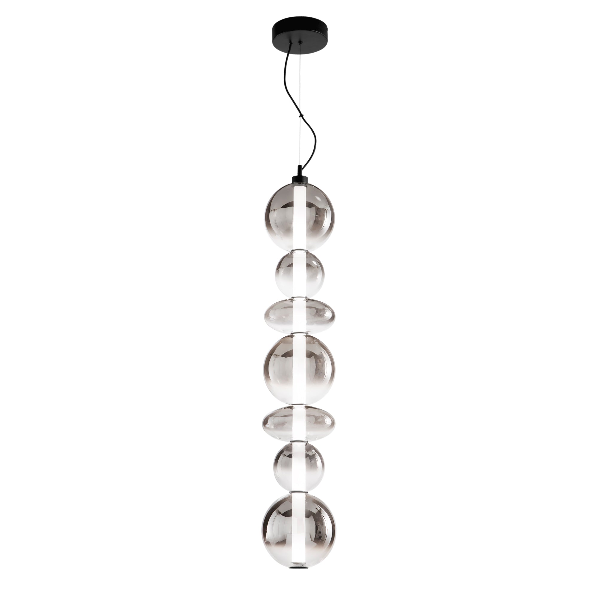 KEMET LED pendant lamp in metal with smoked glass diffusers