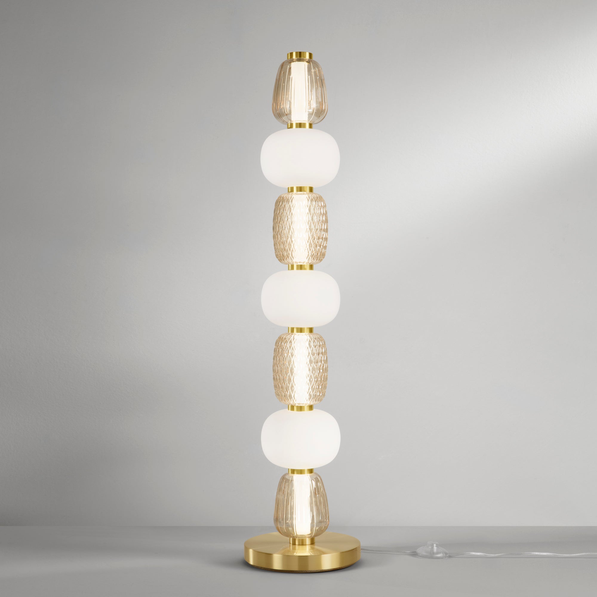 Piantana TOTEM oro 7 vetri trasparente con diffusore opale LED Integrato - FT-FeelThe