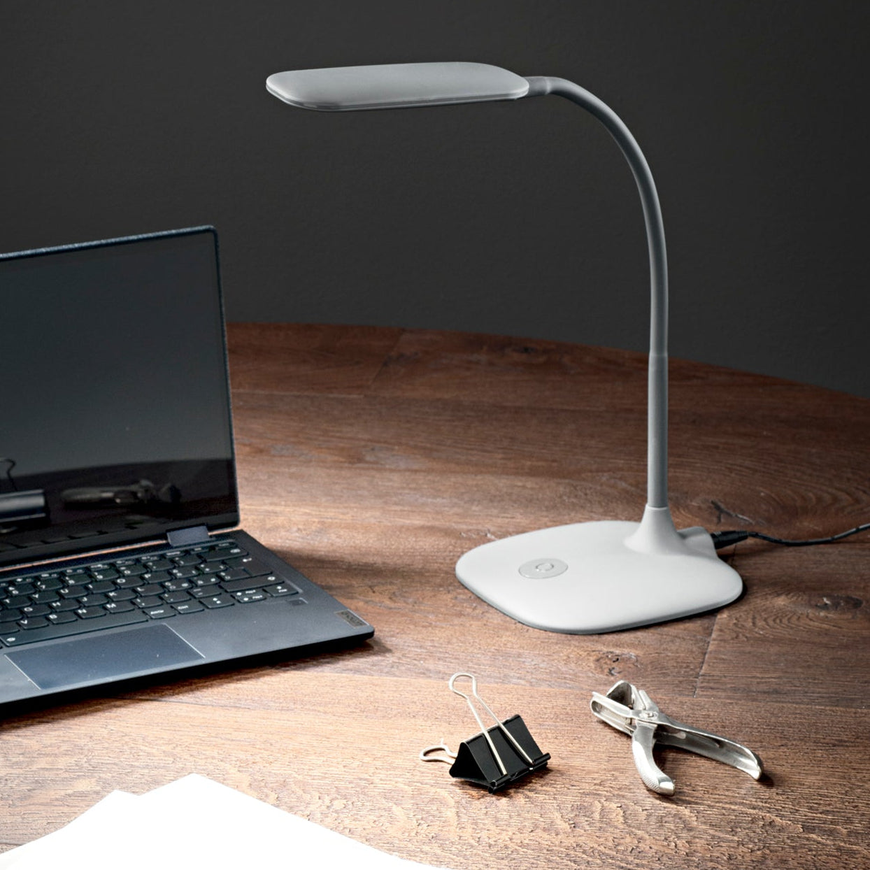 LED reading lamp DARWIN in metal and silicone, adjustable and dimmable