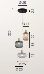 Sospensione Egadi con diffusori in vetro