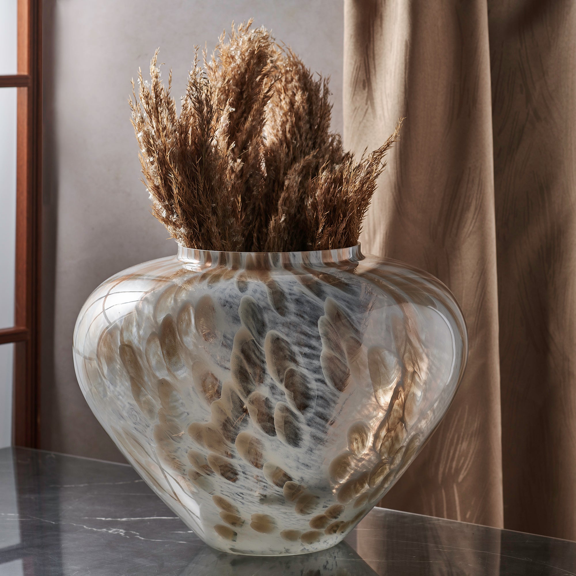 Vase artisanal blanc PANDORA en verre de Murano