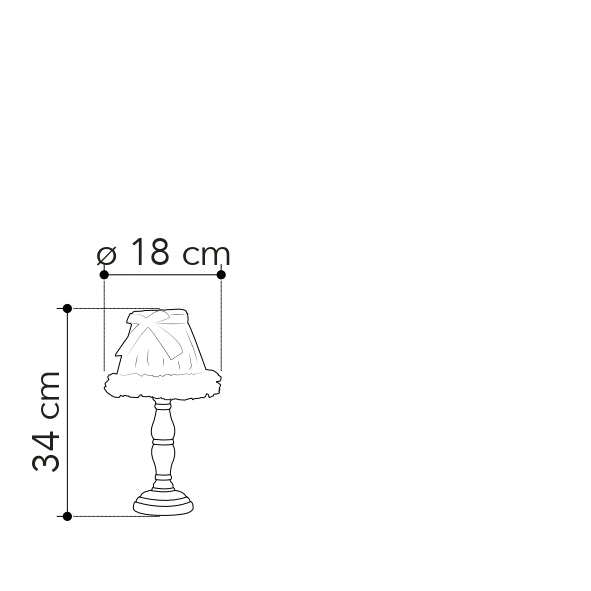 Lámpara de mesa CANDY de madera blanca y pantalla de tela blanca