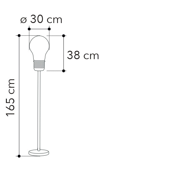 Lámpara de pie colección LAMPADINA en cristal y decoración interior con alambres de aluminio.