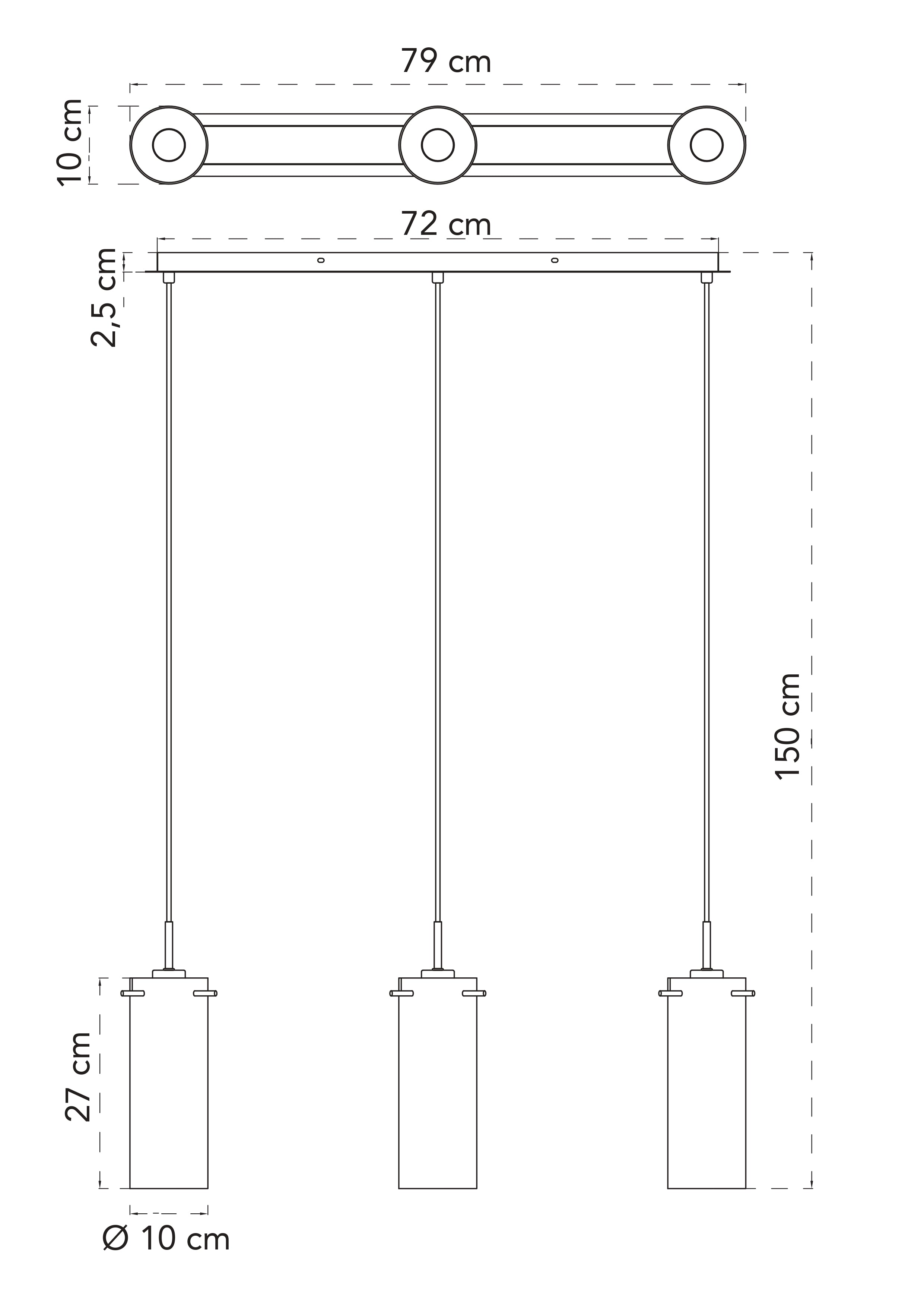 Sospensione lineare MAGIC, tre diffusori - FT-FeelThe