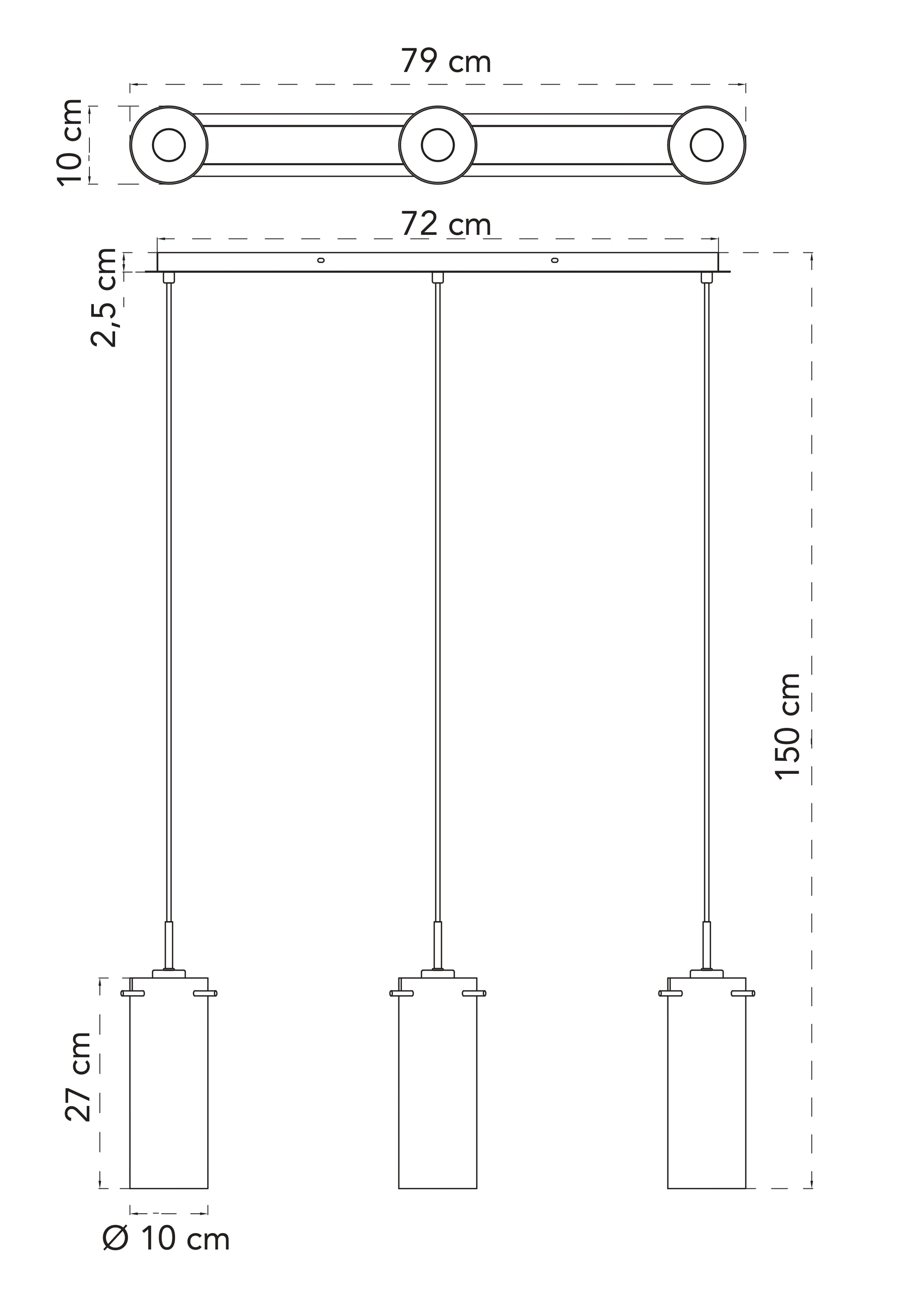 Sospensione lineare MAGIC, tre diffusori - FT-FeelThe