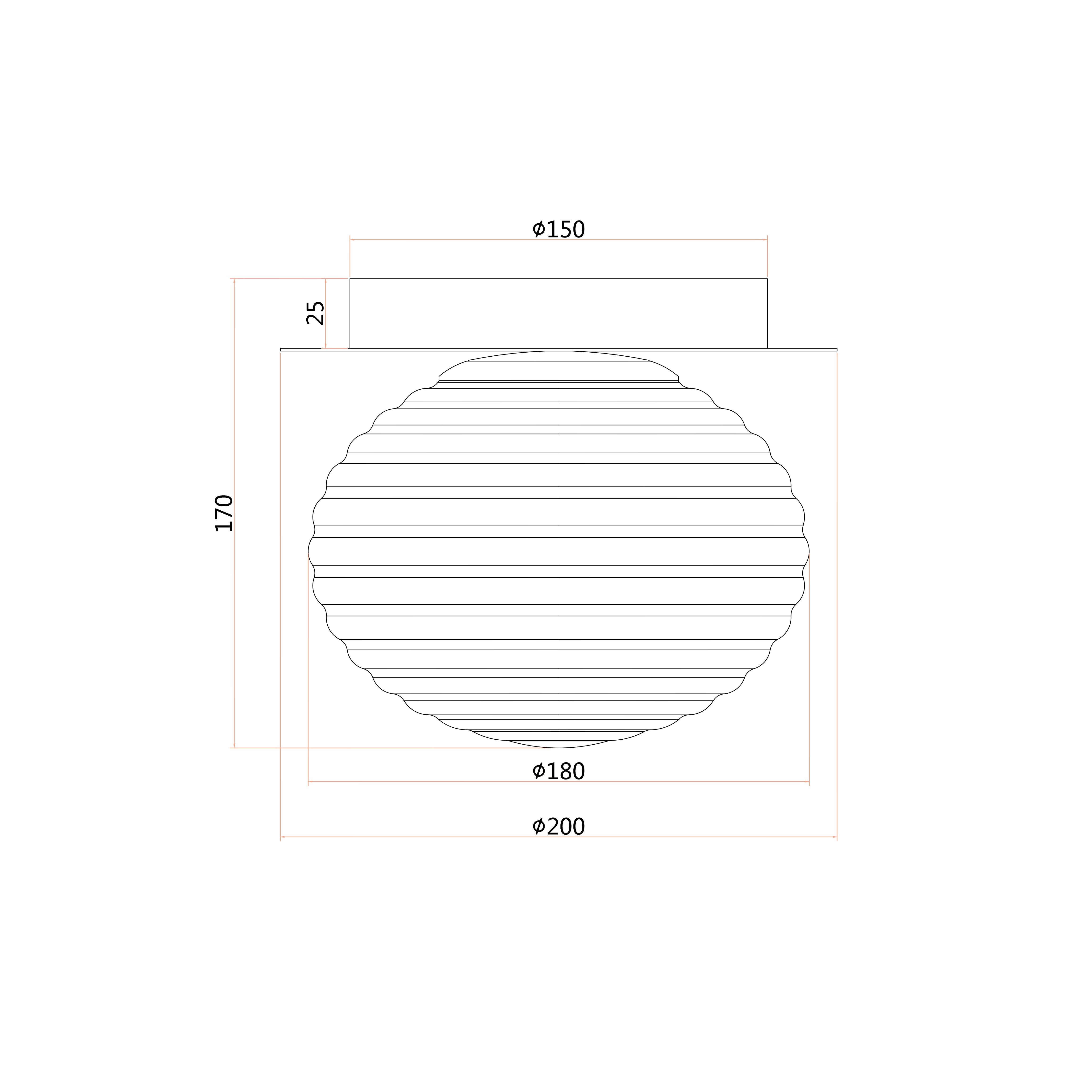 Plafoniera RIPPLE in metallo con diffusore in vetro - FT-FeelThe