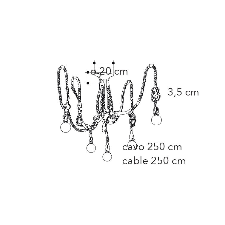 Plafoniera ROPE in metallo e canapa - FT-FeelThe